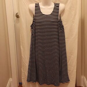 Black and White Striped Sleeveless Dress